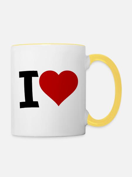 I Love - Tasse zweifarbig - Weiß/Gelb