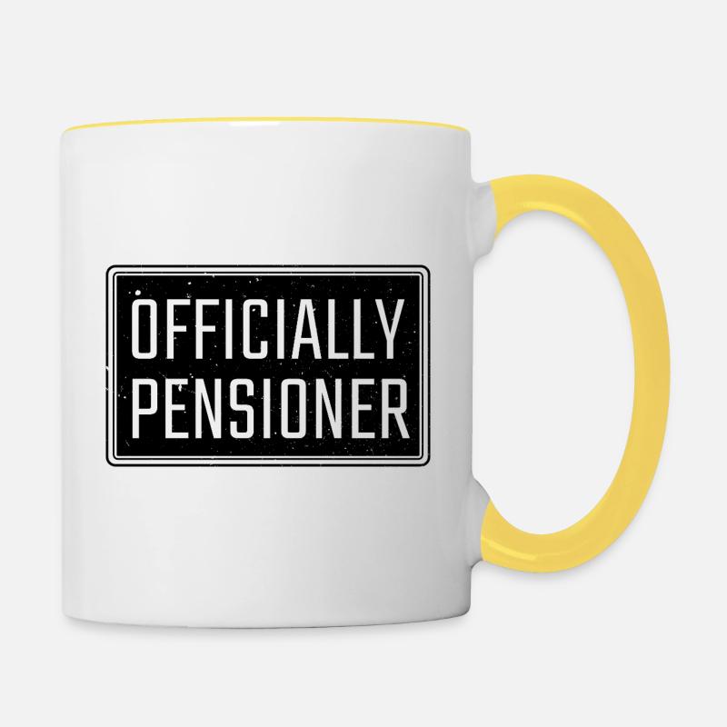 Officially Pensioner Retired Retirement - Contrasting Mug - white/yellow