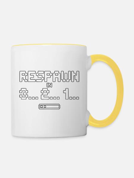 Respawn Countdown Pixelkunst - Tasse zweifarbig - Weiß/Gelb