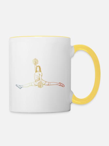 Weiblicher Cheerleader Zeichnung - Tasse zweifarbig - Weiß/Gelb