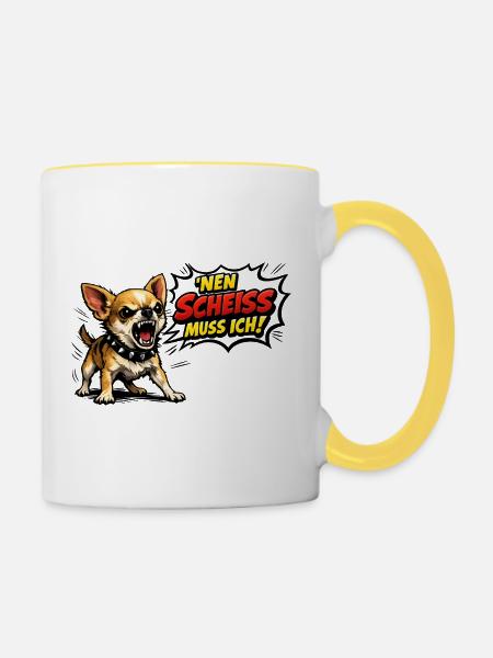 Nen scheiß muss ich - Tasse zweifarbig - Weiß/Gelb