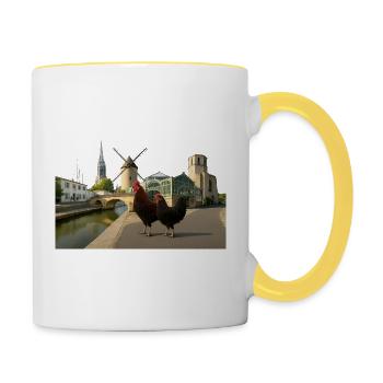 Marans, Stadthähne an der Mühle - Tasse zweifarbig - Weiß/Gelb - Rechts