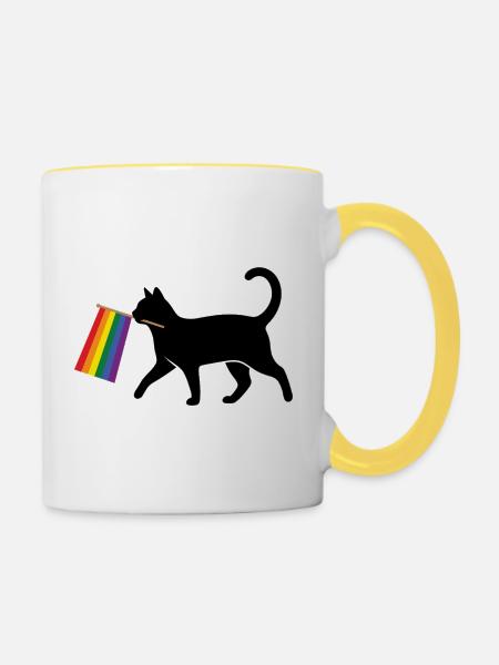 Pride Month LGBT – Ally Cat - Tasse zweifarbig - Weiß/Gelb