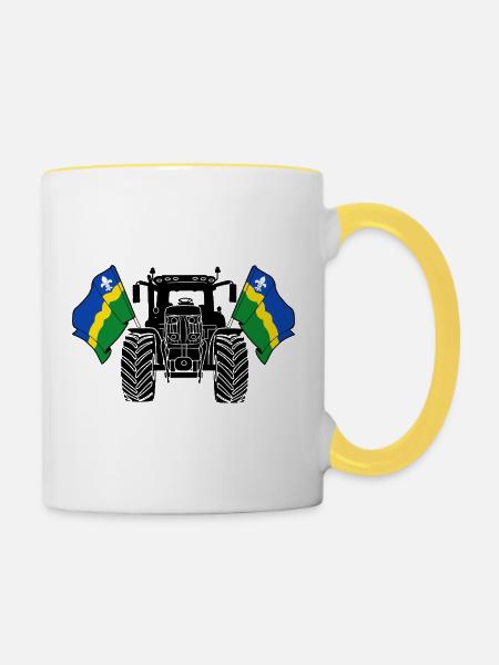 Flevoland_Tractor_Pride - Tasse zweifarbig - Weiß/Gelb