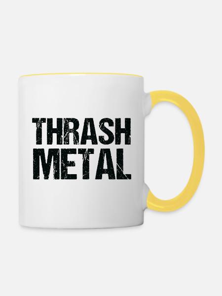 Thrash Metal Bold Typografie - Tasse zweifarbig - Weiß/Gelb