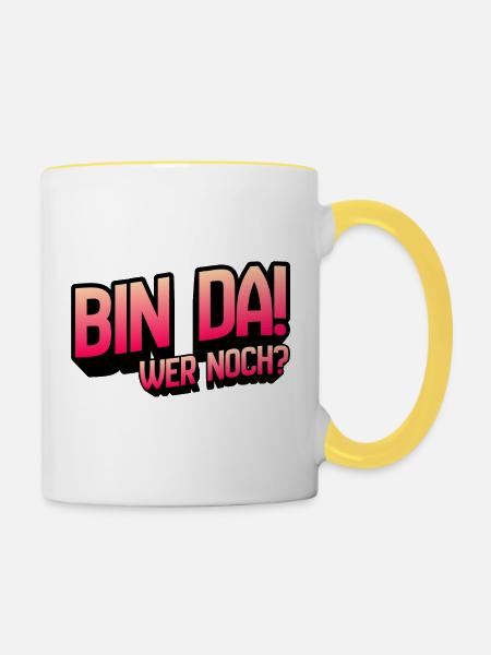 Bin Da Wer Noch Gradient - Tasse zweifarbig - Weiß/Gelb