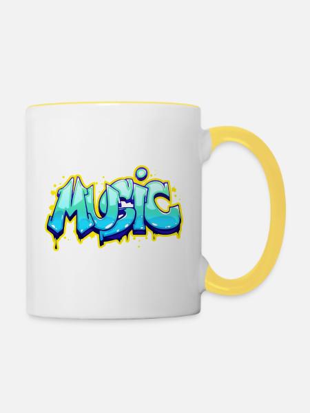 Music - Tasse zweifarbig - Weiß/Gelb