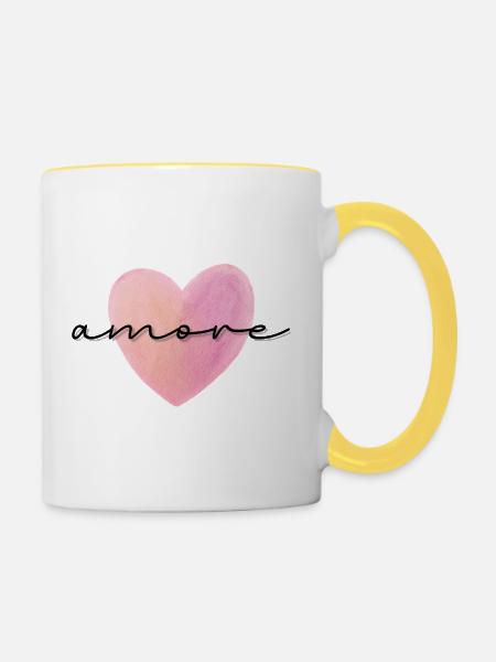AMORE - Tasse zweifarbig - Weiß/Gelb