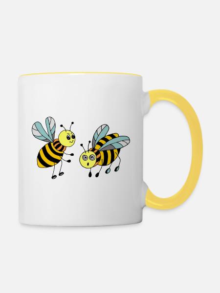 Insekten - Tasse zweifarbig - Weiß/Gelb