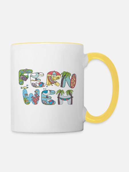 Fernweh Urlaub - Tasse zweifarbig - Weiß/Gelb