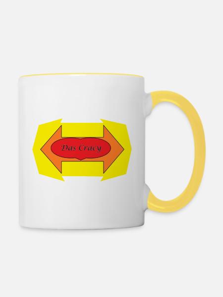 Das Crazy Comic-Arcade Design - Tasse zweifarbig - Weiß/Gelb