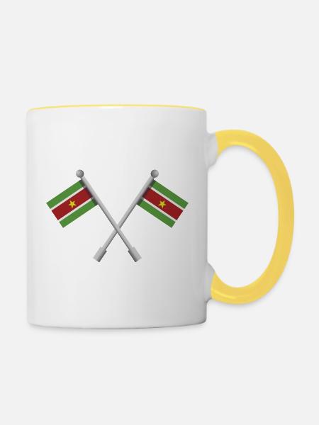 Surinam-Flagge - Tasse zweifarbig - Weiß/Gelb