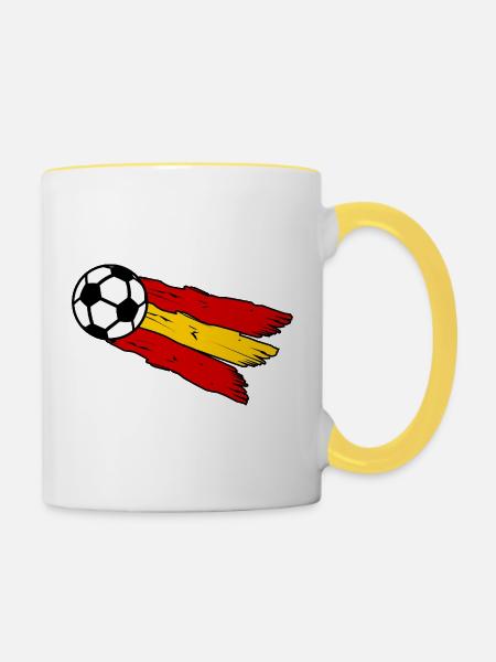 Die spanischen Fans - Tasse zweifarbig - Weiß/Gelb