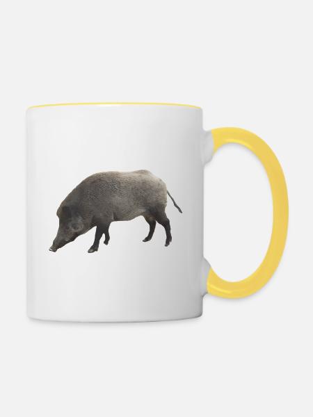 Wildschwein - Tasse zweifarbig - Weiß/Gelb