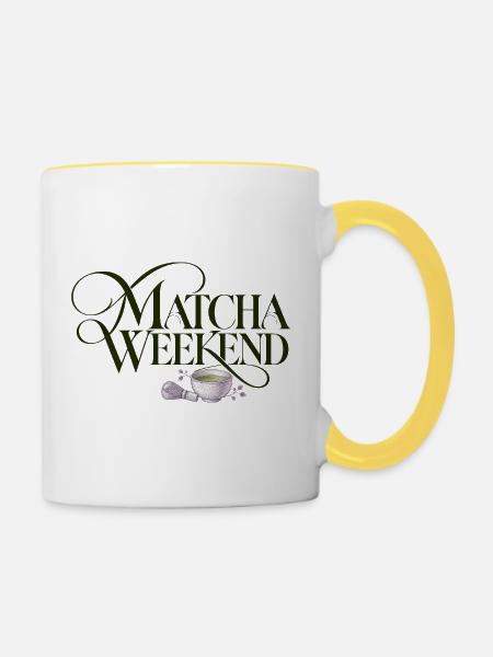 Matcha Wochenende Matcha Weekend Design - Tasse zweifarbig - Weiß/Gelb