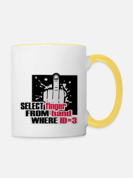 SELECT finger FROM hand - Tasse zweifarbig - Weiß/Gelb