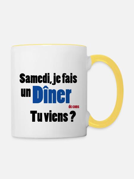 Dumm - Tasse zweifarbig - Weiß/Gelb