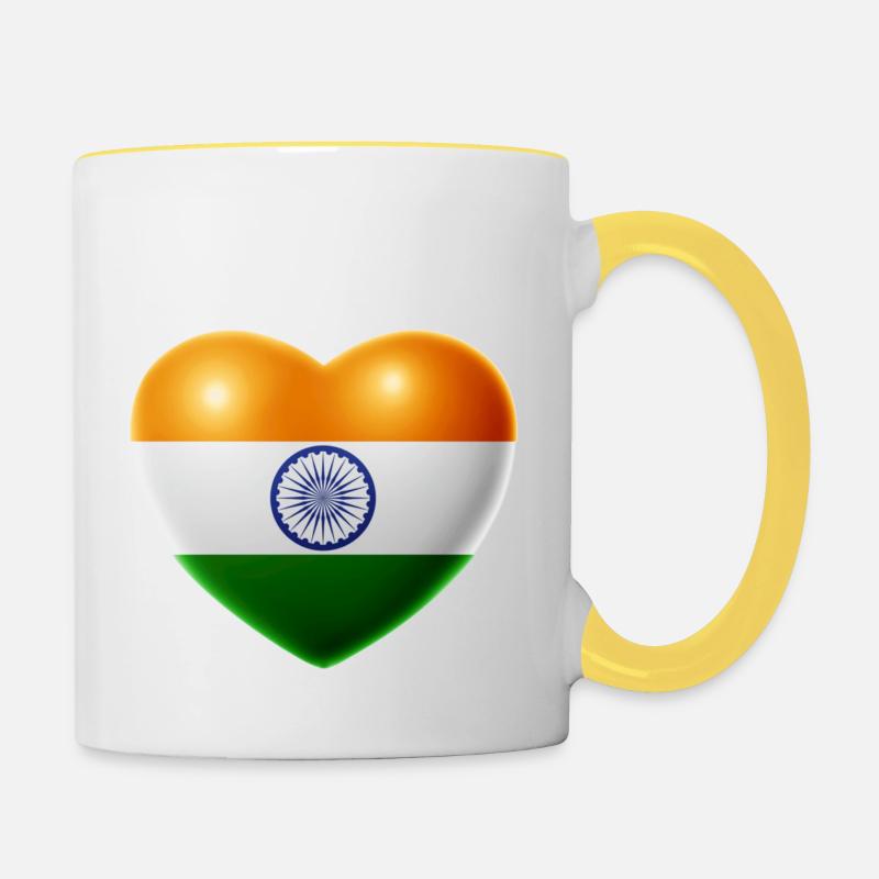 Heart (India / India) - Contrasting Mug - white/yellow