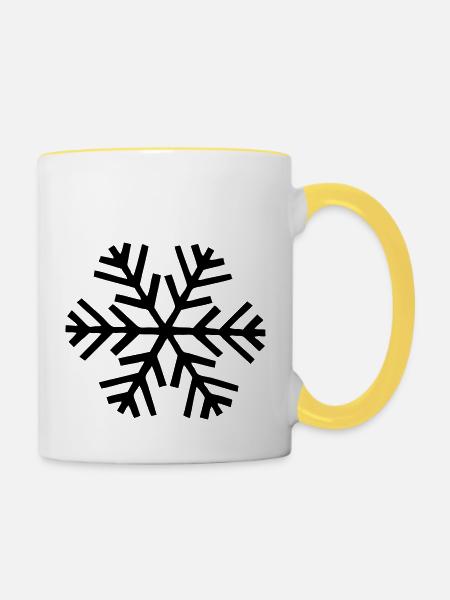 schneeflocke schnee - Tasse zweifarbig - Weiß/Gelb