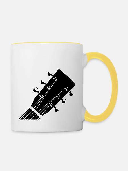 Guitar Head - Tasse zweifarbig - Weiß/Gelb