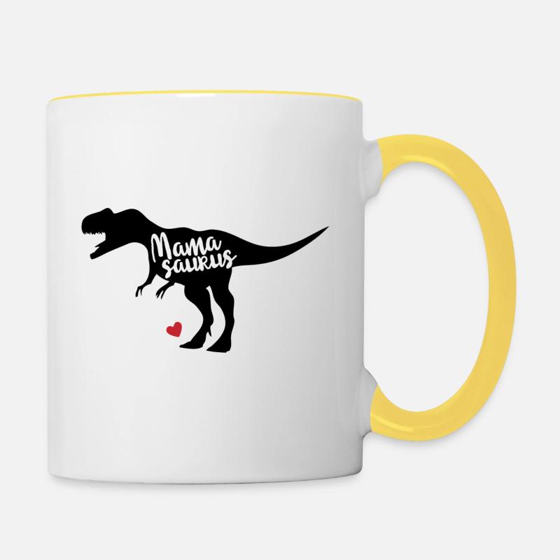 Muttertag geschenk - Mamasaurus - Tasse zweifarbig - Weiß/Gelb