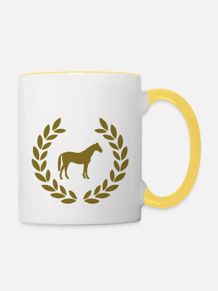 pferd deluxe - Tasse zweifarbig - Weiß/Gelb