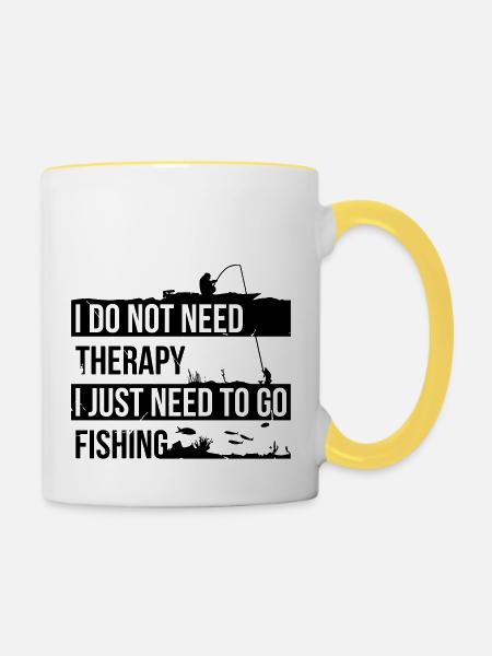 I Need to go Fishing - Tasse zweifarbig - Weiß/Gelb