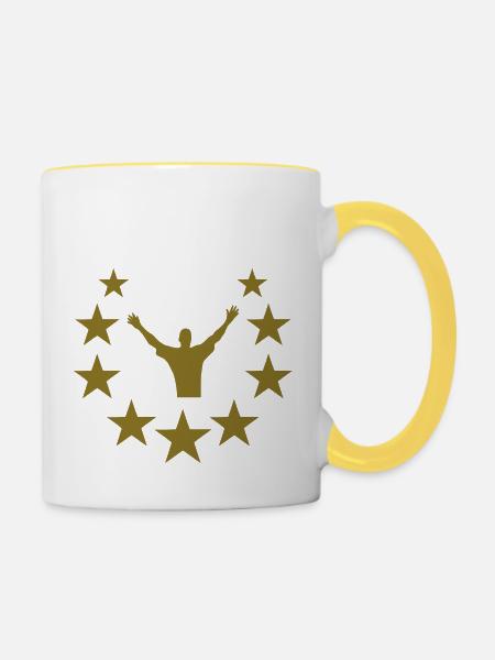 winner star - Tasse zweifarbig - Weiß/Gelb