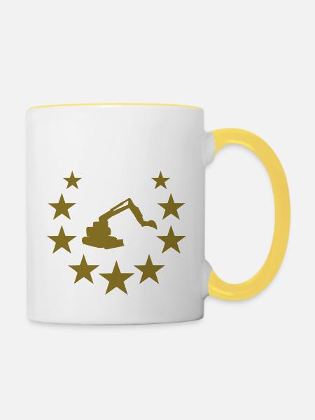 bagger star - Tasse zweifarbig - Weiß/Gelb
