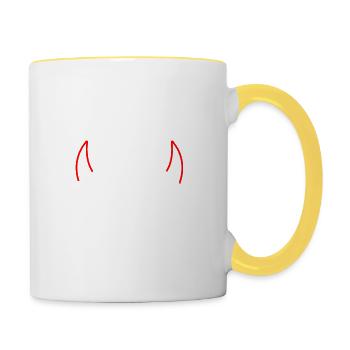 Teufel besser.PNG - Tasse zweifarbig - Weiß/Gelb - Rechts