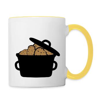 casserole casserole de nombreux tas de pommes de terre - Mug contrasté - blanc/jaune - Droite