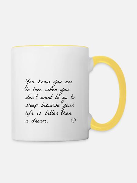 love quotes de - Tasse zweifarbig - Weiß/Gelb