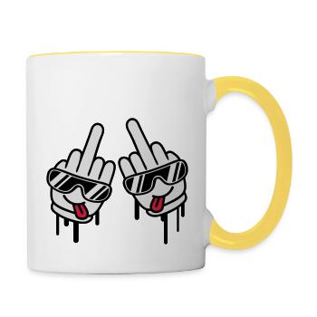Cool Fuck Off Hands - Tasse zweifarbig - Weiß/Gelb - Rechts