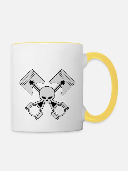 bikers engine - Tasse zweifarbig - Weiß/Gelb