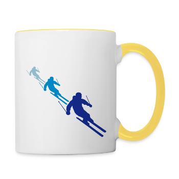 équipe modèle équipage 3 nombreux amis aviron ski - Mug contrasté - blanc/jaune - Droite