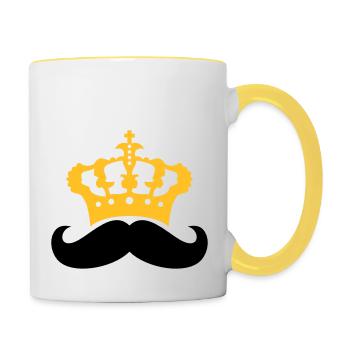 herrscher koenig krone prinz mustache schnurrbart - Tasse zweifarbig - Weiß/Gelb - Rechts