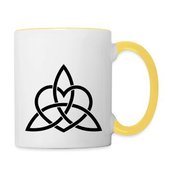 Celtic Heart Triquetra Trinity God Christ Spirit - Contrasting Mug - white/yellow - Right
