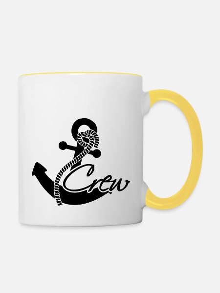 Crew Anker Abzeichen Rang - Tasse zweifarbig - Weiß/Gelb