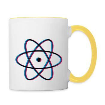 3d atome molécule recherche science étudiant wi - Mug contrasté - blanc/jaune - Droite
