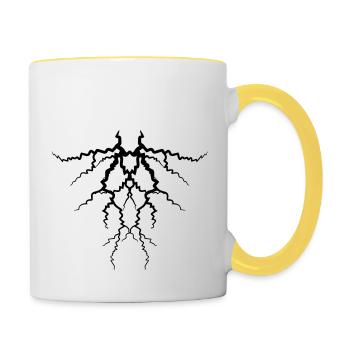 lightning pattern thunder weather storm storm electricity - Contrasting Mug - white/yellow - Right
