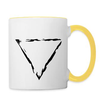 cadre triangle bordure décorative cool design sty - Mug contrasté - blanc/jaune - Droite