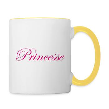 j'men fous je suis une princesse - Mug contrasté - blanc/jaune - Droite