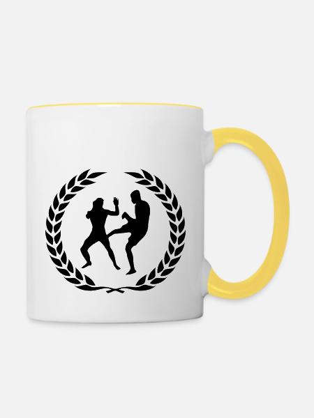 fighter design - Tasse zweifarbig - Weiß/Gelb
