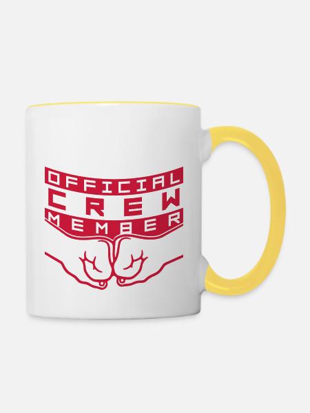 Team Official Crew - Tasse zweifarbig - Weiß/Gelb