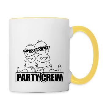 Logo Party Crew 2 Cool Babies Team Friends Brothers - Mug contrasté - blanc/jaune - Droite