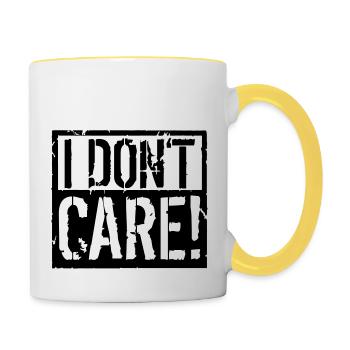 I Dont Care - Tasse zweifarbig - Weiß/Gelb - Rechts