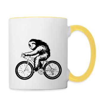 Sloth bicycle racing bike cycling - Contrasting Mug - white/yellow - Right