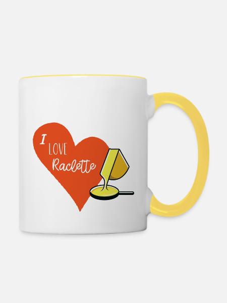 I Love Raclette - Tasse zweifarbig - Weiß/Gelb