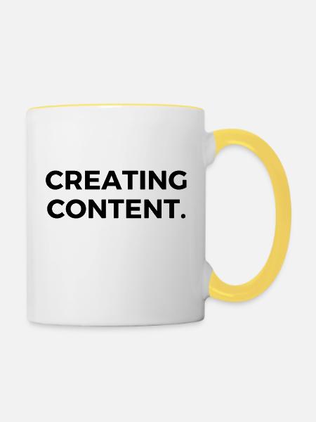 Creating Content. - Tasse zweifarbig - Weiß/Gelb