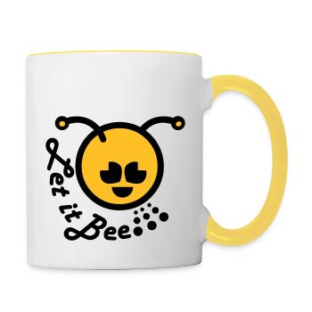 Let it bee happy emoticon - Contrasting Mug - white/yellow - Right